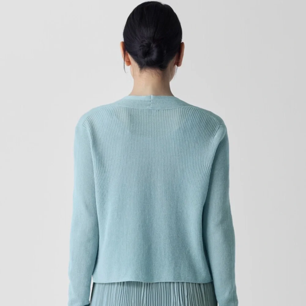Eileen Fisher Organic Linen Cotton Cropped Cardigan - Picture 7 of 8